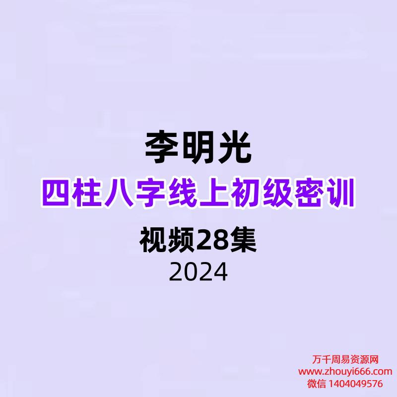 李明光四柱八字线上初级密训28集视频